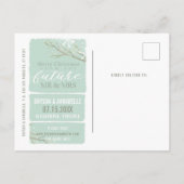 Carte Postale Faire-part Futur M & Mme Winter Tree Aquarelle bleu neige | (Dos)