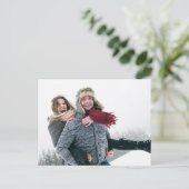 Carte Postale Faire-part Futur M & Mme Winter Tree Aquarelle bleu neige | (Debout devant)