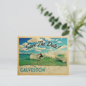 Carte Postale Faire-part Galveston Enregistrer La Date Texas Surfing (Debout devant)