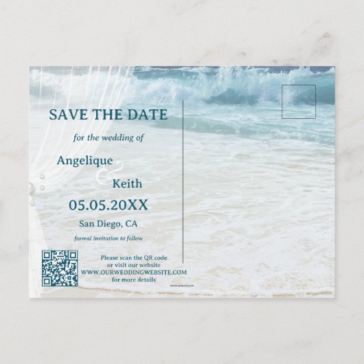 Carte Postale Faire-part Gannet Beach QR Code Photo Enregistrer la date (Dos)