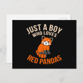 Carte Postale Faire-part Garçon Qui Aime Les Pandas Rouges Mignonnes Animau (Devant / Derrière)