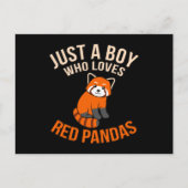 Carte Postale Faire-part Garçon Qui Aime Les Pandas Rouges Mignonnes Animau (Devant)