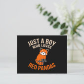 Carte Postale Faire-part Garçon Qui Aime Les Pandas Rouges Mignonnes Animau (Debout devant)