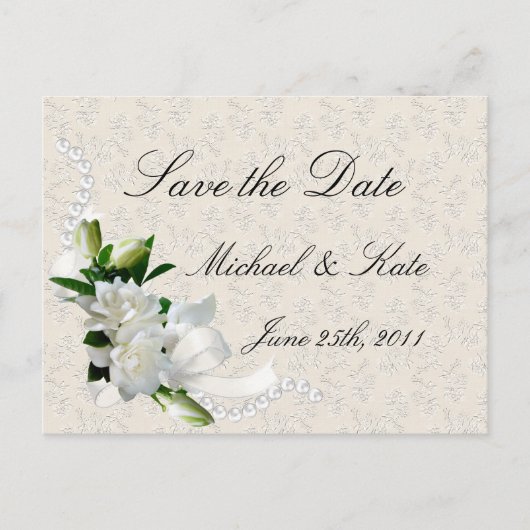 Carte Postale Faire-part Gardenias de mariage (Devant)