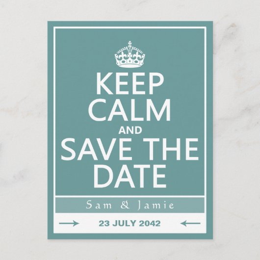 Carte Postale Faire-part Gardez votre calme et sauvez la date (entièrement (Devant)