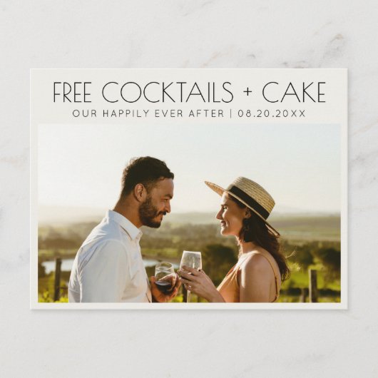 Carte Postale Faire-part Gâteau de cocktails gratuits drôles Mariage Sauver
