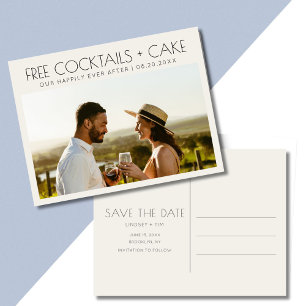 Carte Postale Faire-part Gâteau de cocktails gratuits drôles Mariage Sauver