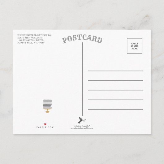 Carte Postale Faire-part Gâteau gratuit Photo drôle moderne Mariage Sauvega (Dos)