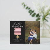 Carte Postale Faire-part Gâteau Gratuit Photo Moderne Mariage Drôle Économi (Debout devant)