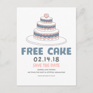 Carte Postale Faire-part Gâteau Gratuit Simple et Drôle Enregistrez la Da