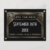 Carte Postale Faire-part Gatsby Gold Shaded Art Déco Mariage Enregistrer la (Devant)