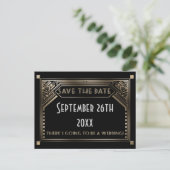 Carte Postale Faire-part Gatsby Gold Shaded Art Déco Mariage Enregistrer la (Debout devant)