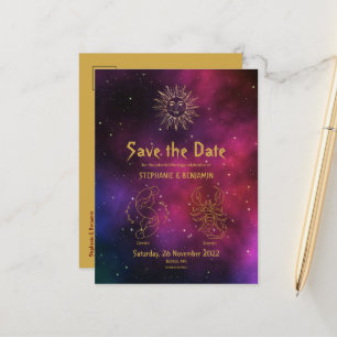 Carte Postale Faire-part Gemini et Scorpion Bourgogne Élégant Enregistrer l