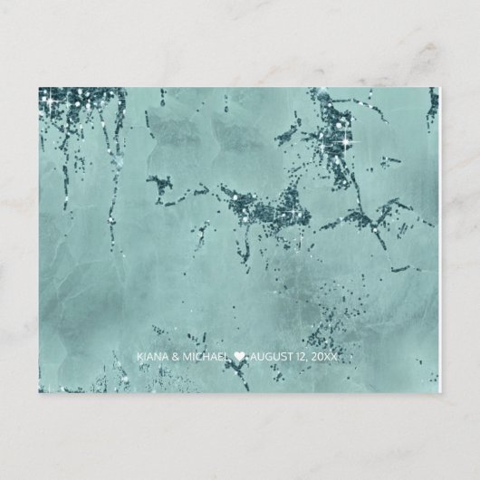 Carte Postale Faire-part Geode d'agate Paillettes Mariage Remerciements Tea (Dos)