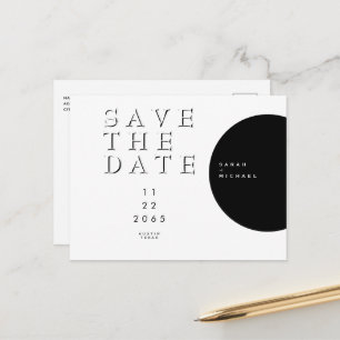 Carte Postale Faire-part Géométrique Moderne Noir & Blanc Save the Date