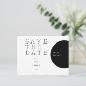 Carte Postale Faire-part Géométrique Moderne Noir & Blanc Save the Date (Debout devant)