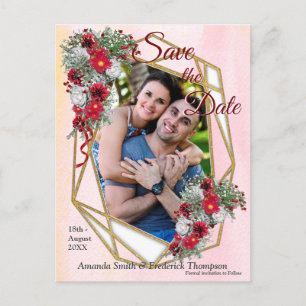 Carte Postale Faire-part Géométrique - Parties scintillant d'or Bouquets Bo