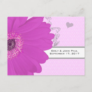 Carte Postale Faire-part Gerber Fuchsia & Grey Paisley Enregistrer La Date
