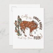 Carte Postale Faire-part Giddy Up Jingle Horses Ramassez Vos Pieds Noël (Devant / Derrière)