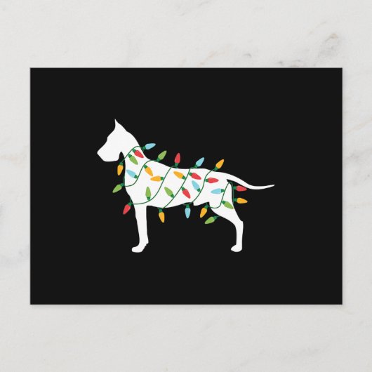 Carte Postale Faire-part Gif Chien | Noël Lumières Grand Danois (Devant)