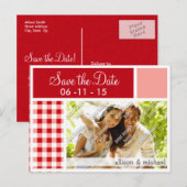 Carte Postale Faire-part Gingham Rouge (Devant / Derrière)