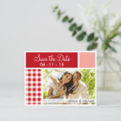 Carte Postale Faire-part Gingham Rouge (Debout devant)