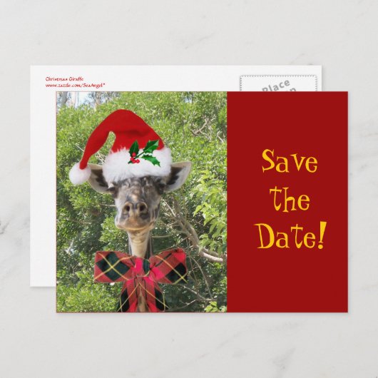 Carte Postale Faire-part Girafe de Noël (Devant / Derrière)