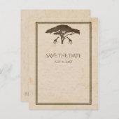 Carte Postale Faire-part Girafes de safari africain & arbre Save The Date (Devant / Derrière)