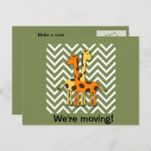 Carte Postale Faire-part Giraffes mignonnes sur Vert Changement d'adresse (Devant / Derrière)