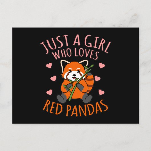 Carte Postale Faire-part Girl Loves Red Pandas Cute Pet Animal Panda Lover (Devant)