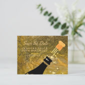 Carte Postale Faire-part Glam Black Gold Save the Date Champagne Anniversai (Debout devant)