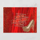Carte Postale Faire-part Glam Gold Red Enregistrer la date Elegant Annivers (Devant)