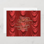 Carte Postale Faire-part Glam Gold Red Mariage | Élégant Enregistrer la dat (Devant / Derrière)