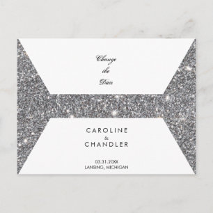 Carte Postale Faire-part Glam Silver Parties scintillant Mariage Modifier l