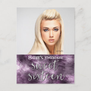 Carte Postale Faire-part Glamour Chic Photo Sucré 16 Papier Aluminium Faux 