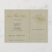 CARTE POSTALE FAIRE-PART GLAMOUR OR GLAMOUR VERTE LOTUS FLEUR SAVE THE DATE (Dos)