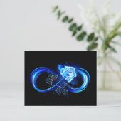 Carte Postale Faire-part Glowing infinity with blue rose (Debout devant)