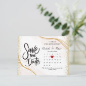 Carte Postale Faire-part Gold 50th Anniversary Gliter The Date Calendar (Debout devant)