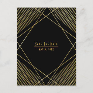 Carte Postale Faire-part Gold & Black Elegant Moderne Déco Enregistrer la d