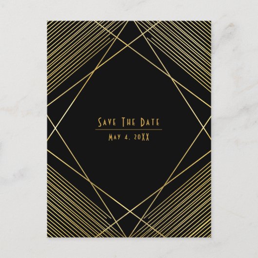 Carte Postale Faire-part Gold & Black Elegant Moderne Déco Enregistrer la d (Devant)