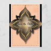 Carte Postale Faire-part Gold Black & Peach Exotic Flower Enregistrer la da (Devant)