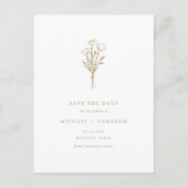 Carte Postale Faire-part Gold Boho Botanical QR Code Enregistrer la date (Devant)