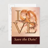 Carte Postale Faire-part Gold/Brown LOVE, Bandes Mariages O Design (Devant / Derrière)