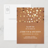 Carte Postale Faire-part Gold Confetti Décontracté et romantique Enregistre (Devant / Derrière)