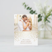 Carte Postale Faire-part Gold Confetti White Elegant Photo Enregistrer la d (Debout devant)