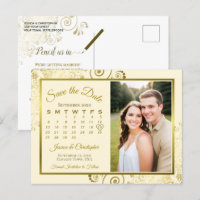 Gold & Cream Wedding Enregistrer la date Calendrie