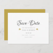Carte Postale Faire-part Gold Cupids Script élégant Enregistrer la date (Devant / Derrière)