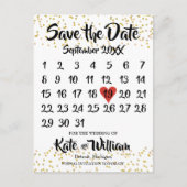 Carte Postale Faire-part Gold Dust Love Heart Calendrier Enregistrer la dat (Devant)