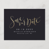 Carte Postale Faire-part Gold et Black Modern Script simple Enregistrer la (Devant)
