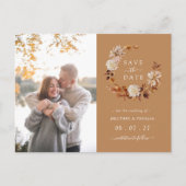 Carte Postale Faire-part Gold Fall Wreath Mariage Photo Enregistrer la date (Devant)